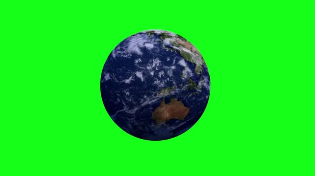 Realistic Planet Earth Spinning and Rotating on Green Screen Chroma Key