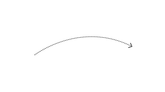 Animated motion graphic of a dashed line forming an arrow indicator