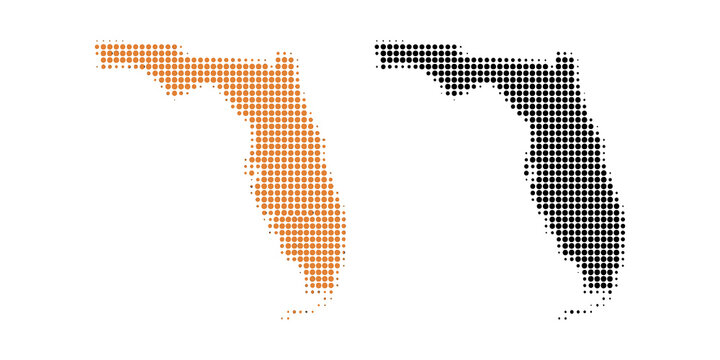 Florida state map dotted halftone silhouette icon isolated on transparent background