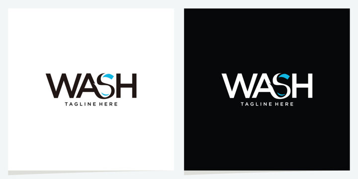 Wash pure minimalist cleansing logo identity design.