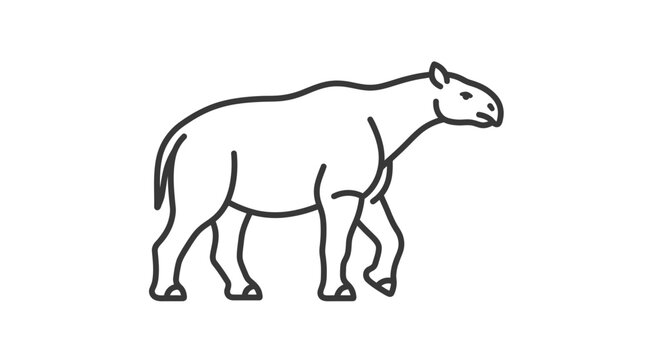 Stylized outline drawing of an Indricotherium, a prehistoric mammal, walking.
