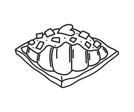 Cute chocolate croissant with icing hand drawn doodle clipart