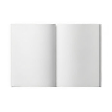 Open blank notebook with two pages spread apart isolated on transparent background