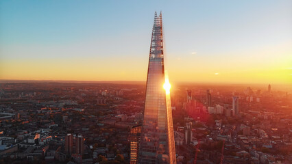 The shard skyscraper reflecting golden london sunset light © Chris M