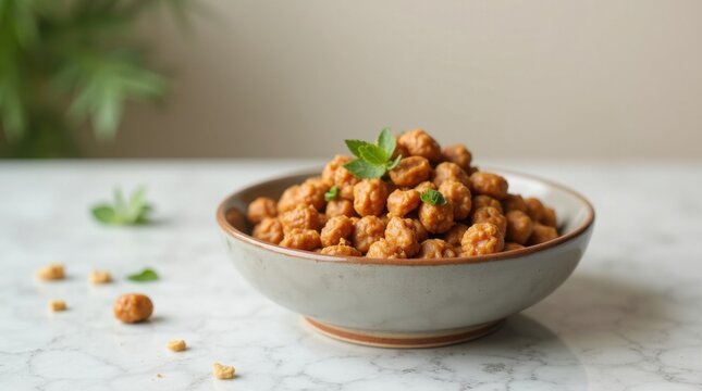 Primer plano de comida h&uacute;meda gourmet para mascotas, reci&eacute;n preparada y servida en un cuenco de cer&aacute;mica artesanal