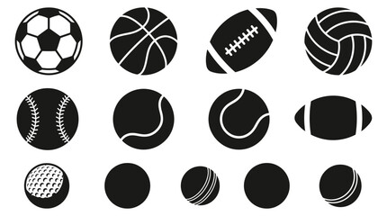 Obraz premium Sport Ball Silhouettes On White Background Vector Illustration