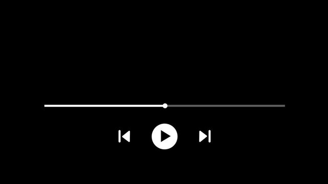 Minimalist white media player interface overlay with progress bar and playback control buttons for seamless digital integration and user experience in modern web applications