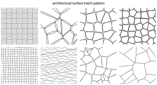 Set of architectural surface hatch patterns for professional design and technical drafting project work
