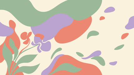 Vibrant Minimalist Summer Abstract Background with Colorful Shapes and Leaves © Crushin