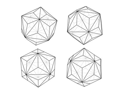 三方二十面体　triakis icosahedron　六十面体　麻の葉　triakis icosahedron　カタランの立体　catalan solid