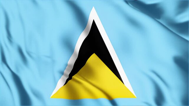 National flag of Saint Lucia waving in wind dynamic motion background, representing Caribbean island countrys identity and proud heritage, cinematic footage clip.