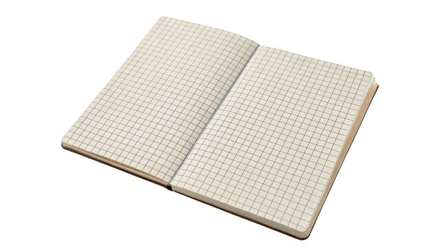 Open blank white notebook book stationery mockup isolated on a transparent background