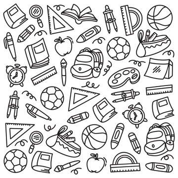 Fun back to school doodle drawing vector background
