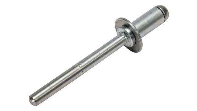 Metallic blind rivet hardware fastener pin tool isolated on a transparent background
