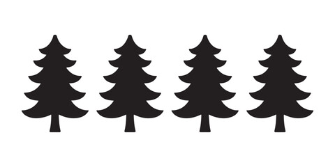 Repeating pine tree silhouette patterns for winter background and holiday greeting card designs. © Mukti