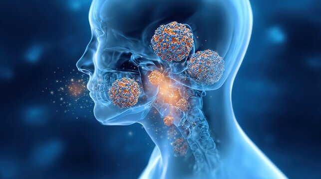 3D Medical Educational Illustration of Mumps Viral Infection Showing Parotid Gland Swelling, Viral Contagious Disease Symptoms, Human Salivary Gland Anatomy Diagram for Infectious Disease Science 