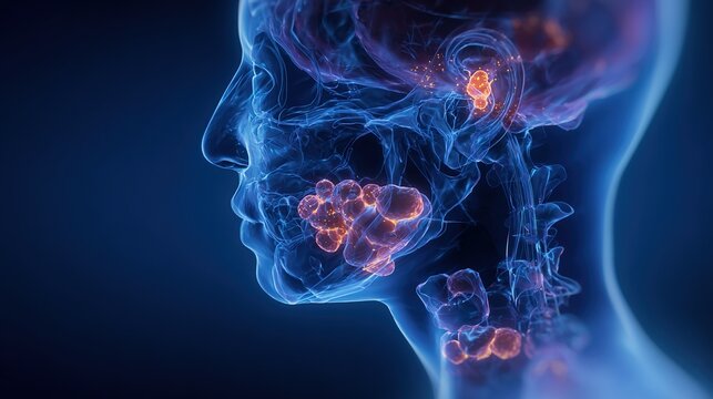 3D Medical Educational Illustration of Mumps Viral Infection Showing Parotid Gland Swelling, Viral Contagious Disease Symptoms, Human Salivary Gland Anatomy Diagram for Infectious Disease Science 