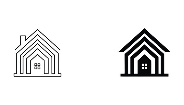 Minimalist house icon with layered roof design