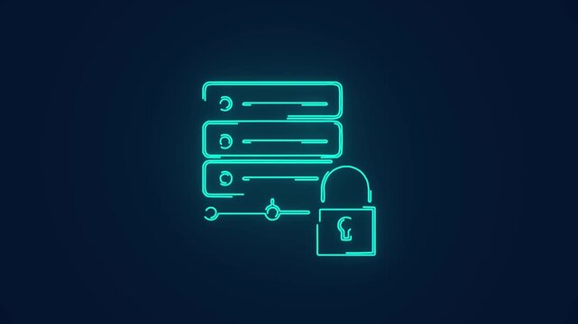 secure server database and data protection animation