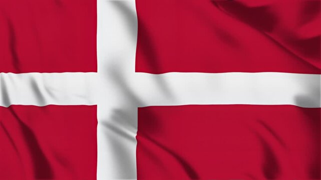 Waving flag of denmark, showcasing its national colors and design, ideal for projects symbolizing danish national pride, sovereignty, or international relations.