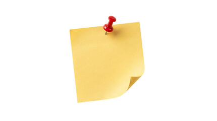 Sticky note, yellow paper, red pushpin, office supplies, note pad, reminder © Graphics Stock
