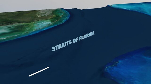 Straits of Florida 3D Terrain Topography Map 4K Horizontal