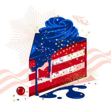 Biscuit layer cake slice in style of the stars and stripes