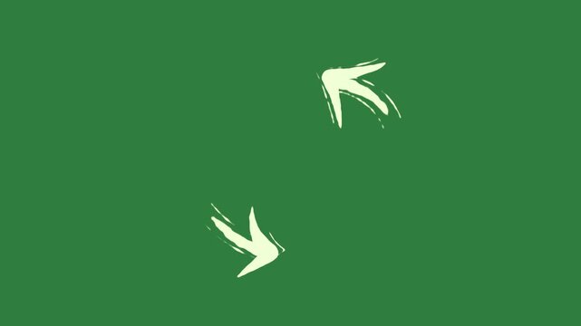 The letter o q two birds dots c figure depth scene composition frame illustration style layers colorful isolated on green screen background