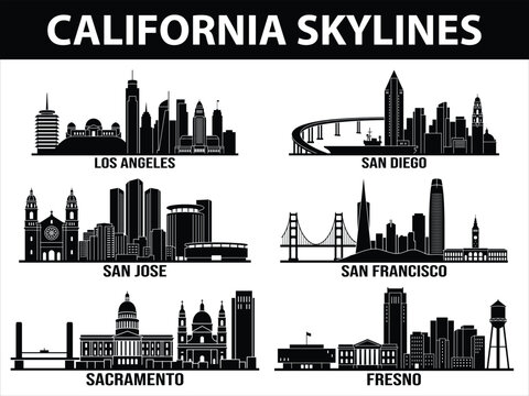 Black California city skylines set