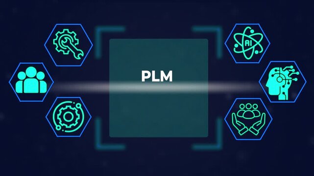 Product lifecycle management plm concept with digital and artificial intelligence technology infographic