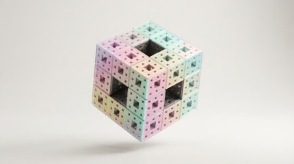 Obraz premium Colorful 3D Geometric Cube Design Cube Geometric Design Pastel Colorful Floating Abstract. Concept featuring cube, geometric, design, pastel, colorful for professional commercial design.