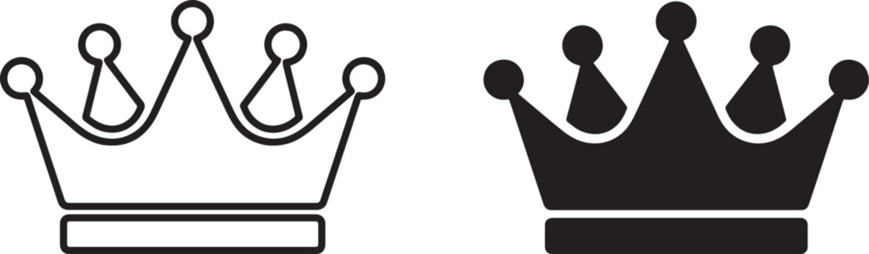 Black and white crown icons Vector, illustration