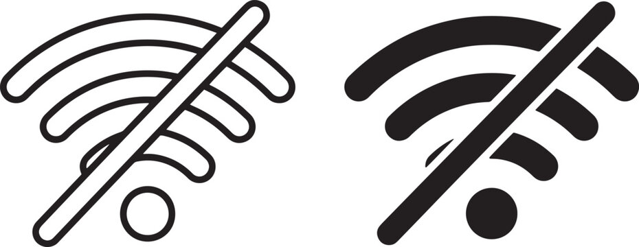 No wifi icons in black and white Vector, illustration