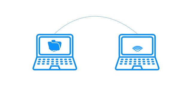 Wireless file transfer between laptops animation computer