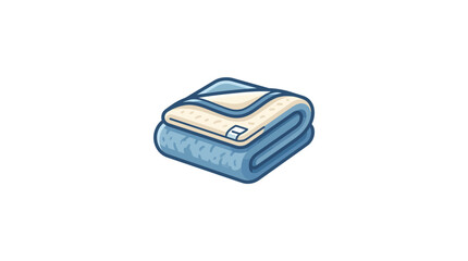 Flat vector illustration of a folded blue and white blanket © Dek