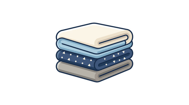 Minimalist vector illustration of a stack of folded blankets