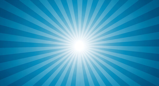 Blue sunburst background with radial rays and bright center light sunburst background starburst abstract gradient wallpaper corporate backdrop