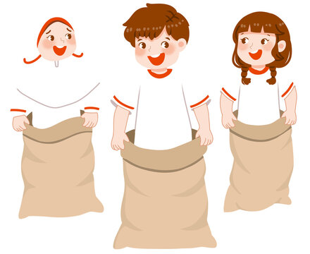 Indonesian sack race competition