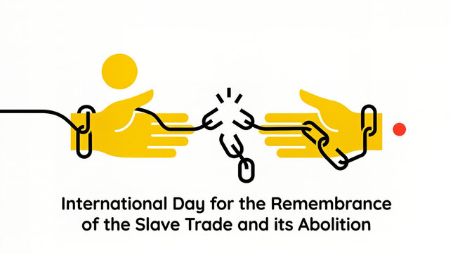 Two hands breaking a chain, unity and freedom symbol illustration