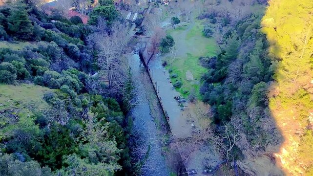 Kurşunlu Hot Springs Aerial Landscape Manisa Turkey Thermal River Forest Hiking Tourism