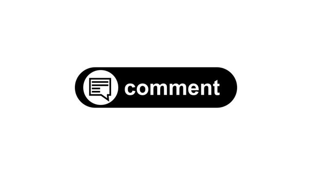 Animated social media comment button with typing text and chat icon.
