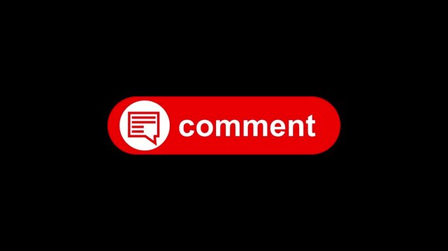 Animated social media comment button with typing text and chat icon.