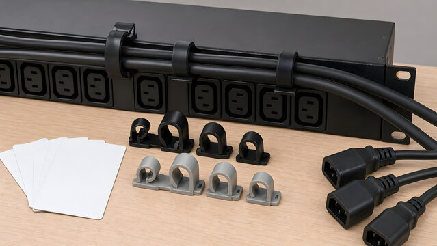 PDU cable retention clip kit with blank cards