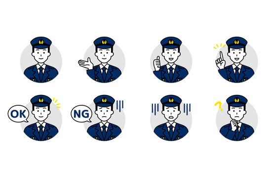 男性警察官のアイコンセット