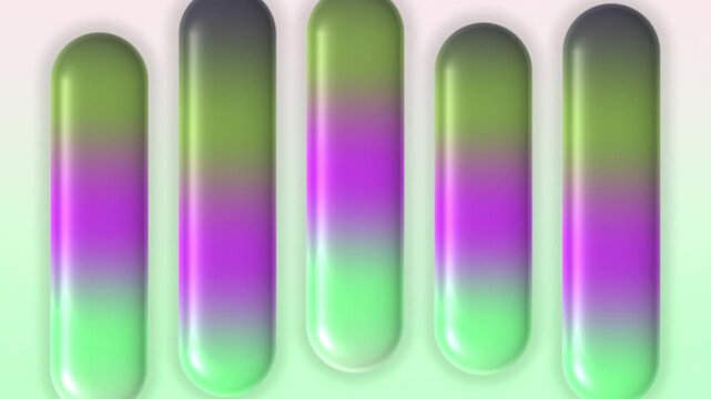 Green Magenta Purple Liquid Glass Capsules Motion Background, Smooth Floating Gradient Capsules Animation Seamless Loop, 4K