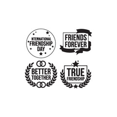 Fototapeta premium Friendship Day vector graphics with inspirational quotes and laurel wreaths