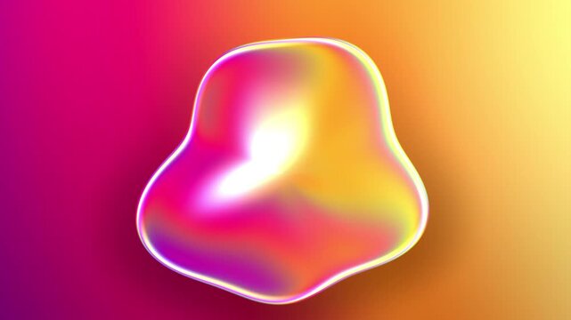 Yellow Orange Pink Liquid Glass Bubble Motion Background, Smooth Floating Liquid Bubble Animation Seamless Loop, 4K