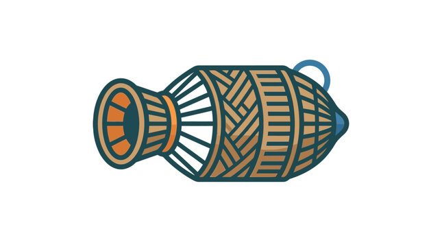 Traditional Woven Fish Trap Vector Illustration