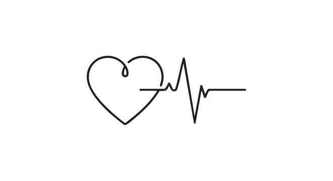 Heartbeat line art heart symbol for love health care