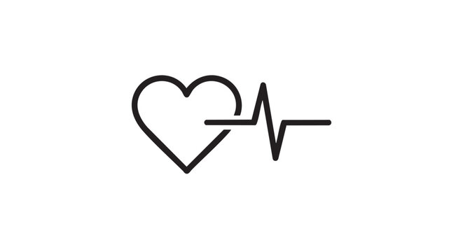 Heartbeat love icon, symbol of care and wellness